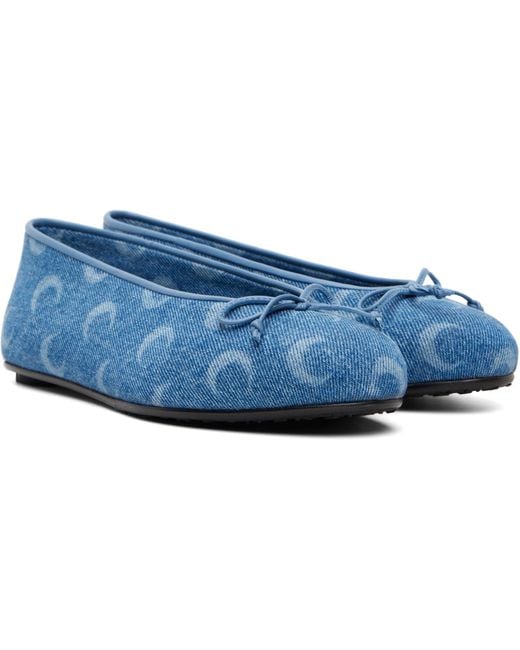 MARINE SERRE Blue Moonogram Denim Ballerina Flats