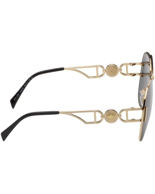 Versace Black Gold Medusa Pilot biggie Sunglasses for men