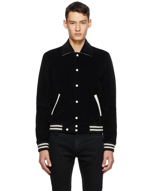 Saint Laurent Black Corduroy Teddy Bomber Jacket For Men Lyst