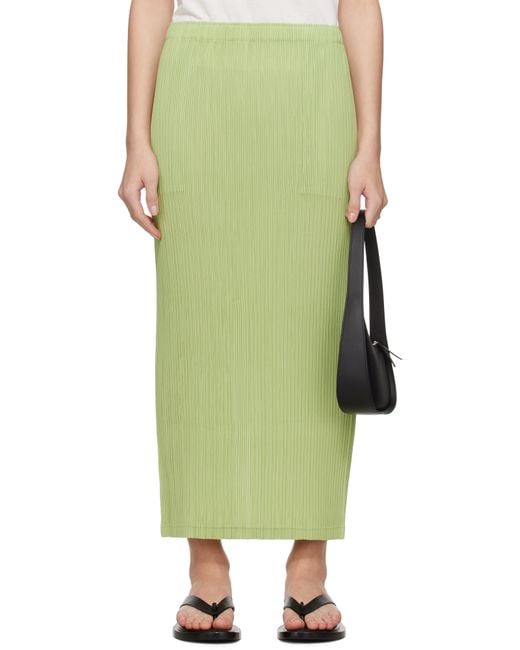 Issey Miyake Green Hatching Bottoms Maxi Skirt