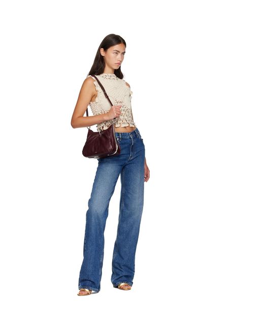 Rabanne Purple Burgundy Small Ring Leather Bag
