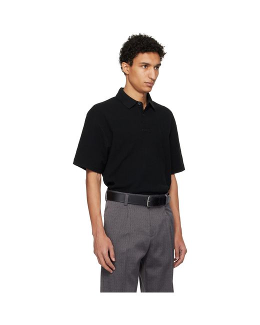 HUGO Black Waffle-Structured Polo for men