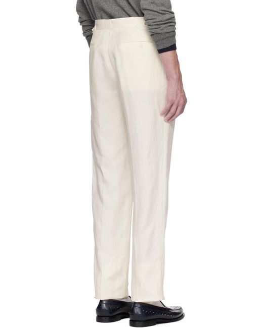 メンズ Ralph Lauren オフホワイト Gregory Hand-Tailored シルクリネン トラウザーズ White