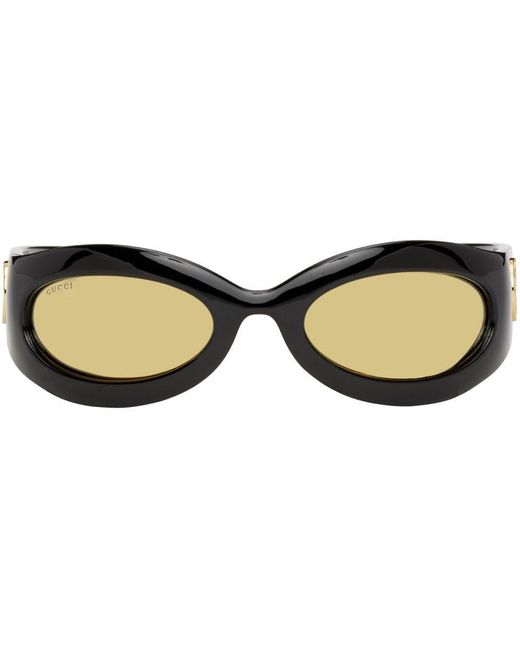 Gucci Oval Sunglasses in Black for Men Lyst