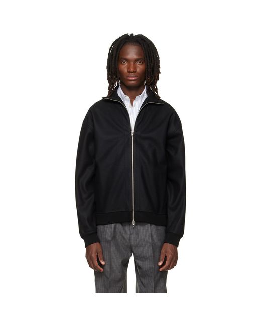 Jil Sander Black Wool Melton Zip-Up Jacket for men