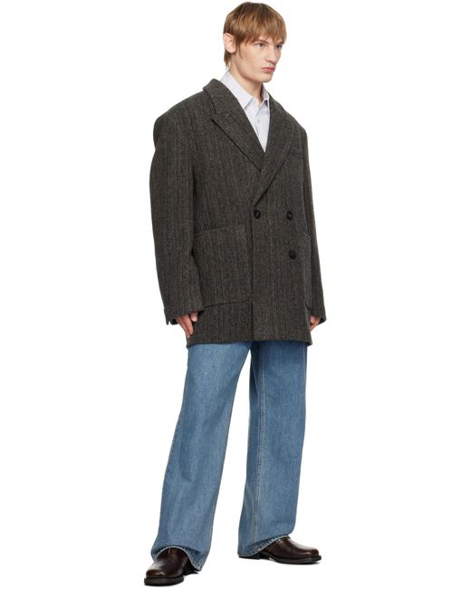Wooyoungmi Black Double Half Coat for men