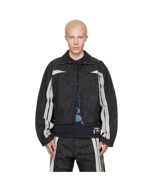 RIVINGTON roi Rebis Black Denim Trappist Trucker Jacket for men