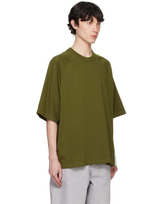Bottega Veneta Khaki Pima Cotton Jersey T-Shirt in Green for