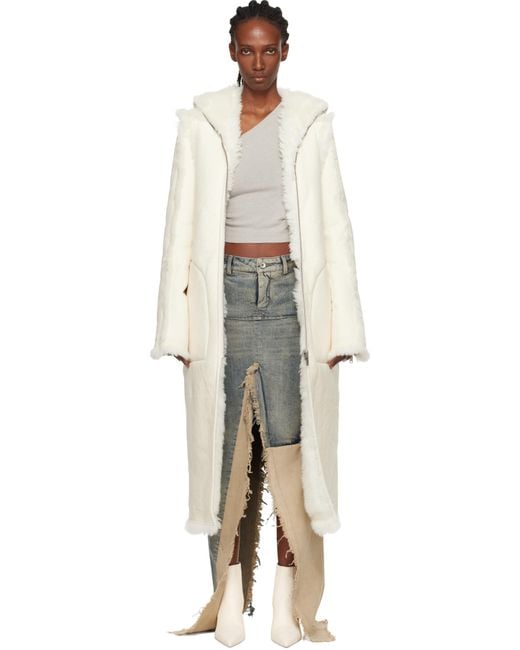 Rick Owens Black Off- Concordians Klaus Reversible Shearling Coat
