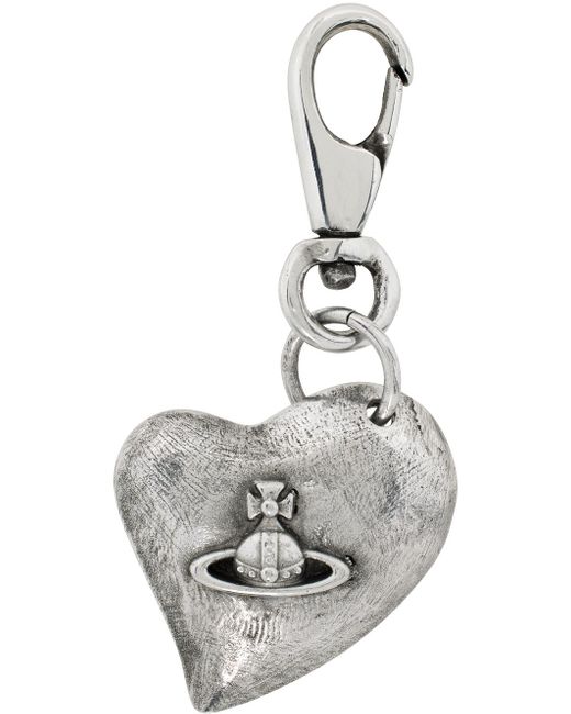 Vivienne Westwood White Silver Gadget Brass Heart Keychain for men