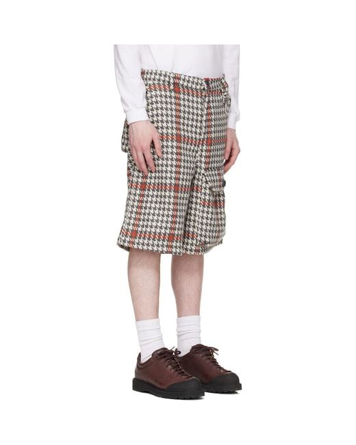 Reese Cooper Black Wool Houndstooth Patch Pocket Shorts for men