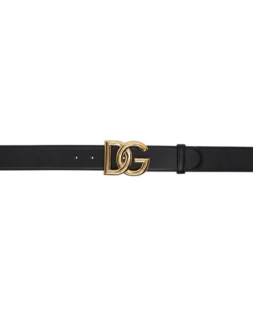 Dolce & Gabbana Black Calfskin 'Dg' Logo Belt