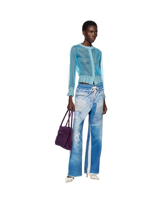 ANDERSSON BELL Blue Sheer Knit Cardigan
