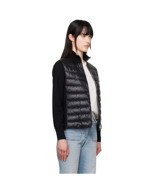 Moncler Black Padded Wool Zip-Up Down Jacket