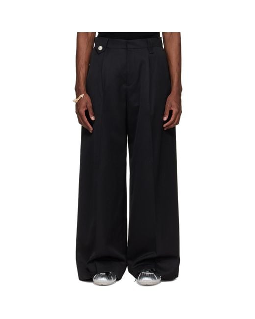 Simone Rocha Black Wide Leg Belt Loop Tab Trousers for men