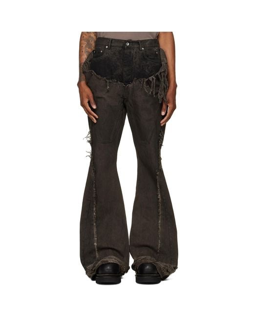 Rick Owens Black Tower Slivered Bootcut Jeans for men