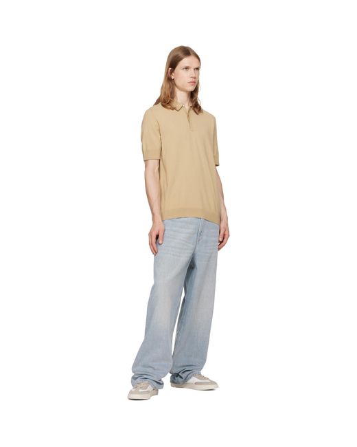 Boss White Taupe Suede Trims Lace-Up Sneakers for men