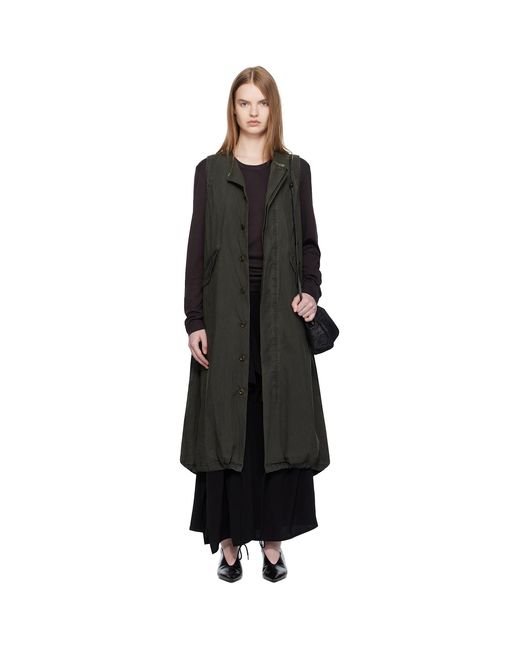 Y's Yohji Yamamoto Black Khaki Fishtail Midi Dress