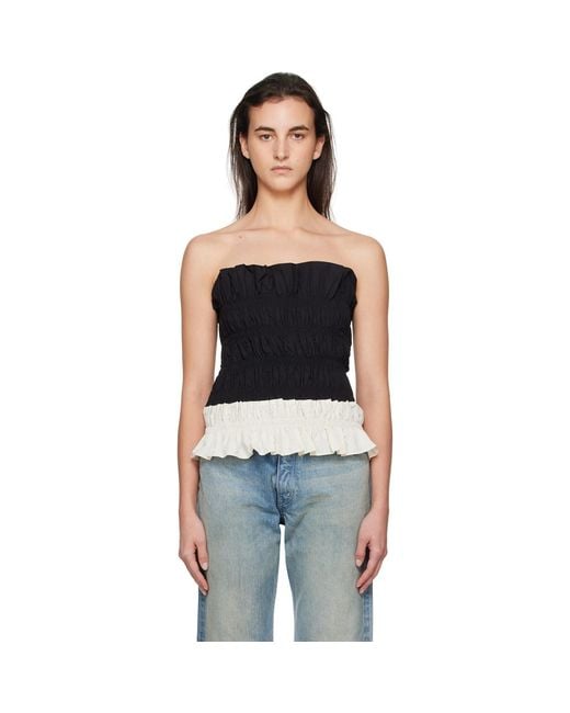 Kijun Black Off- Shirring Mono Tube Top