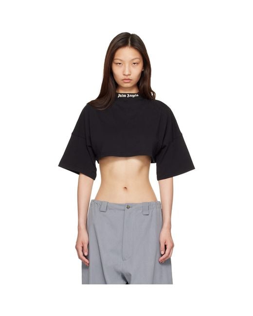 Palm Angels Black Back Curved Logo Mini T-Shirt