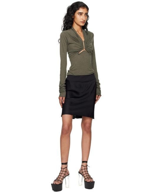 Rick Owens Black Concordians Short Bias Miniskirt