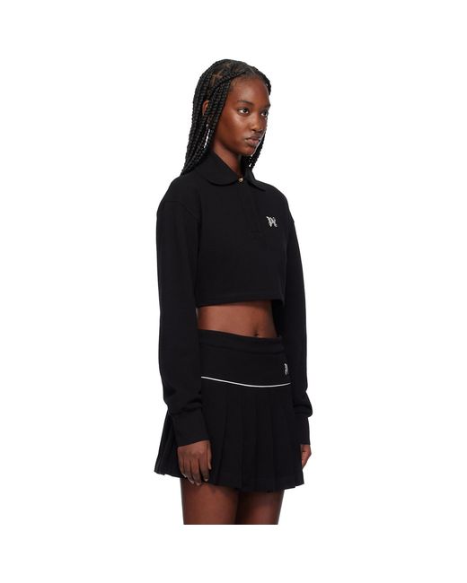 Palm Angels Black Monogram Cropped Polo