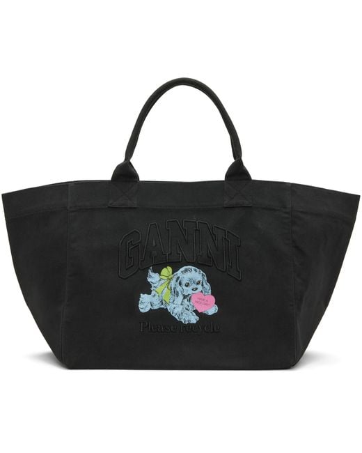 Ganni Black Puppy Xxl Tote