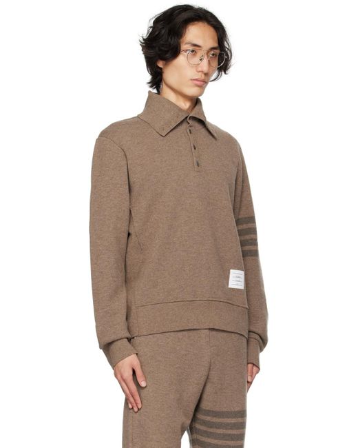Thom Browne Brown 4-bar Long Sleeve Polo for men