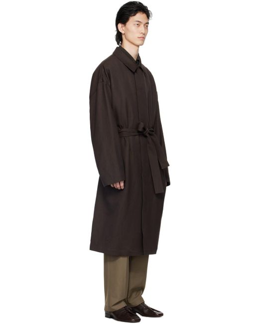 Lemaire Black Belted Coat for men