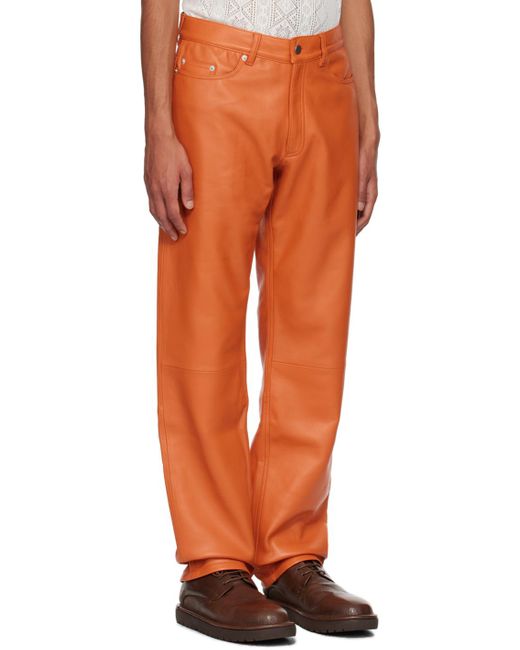 Cmmn Swdn Orange Billy Leather Pants for men