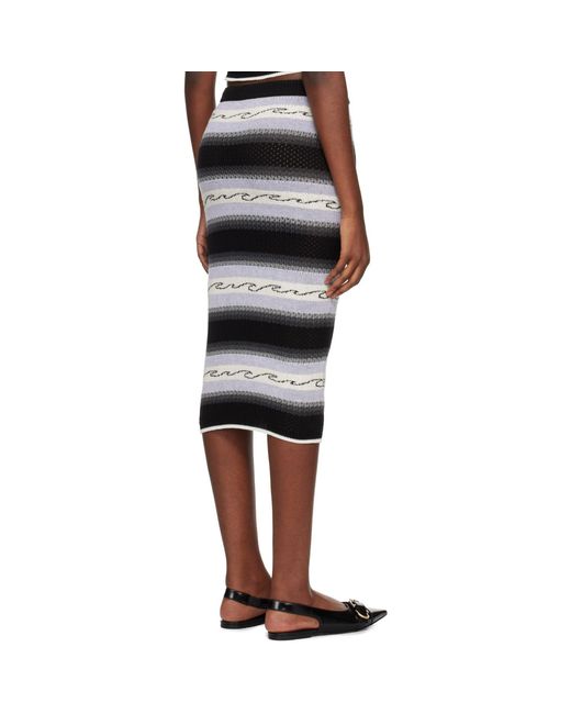 Amiri Black Wave Baja Stripe Midi Skirt