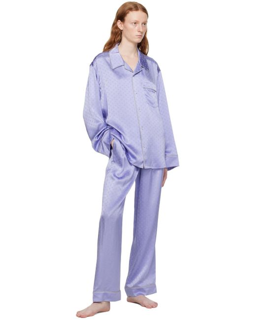 T By Alexander Wang Purple Blue Pleated Pyjama Pants
