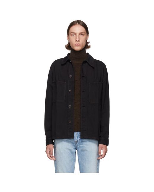 Lemaire Black Denim Overshirt Jacket for men
