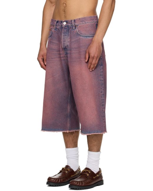 Short Rose En Denim À Revers Effilochés Exclusif À Ssense Martine Rose pour homme en coloris Red