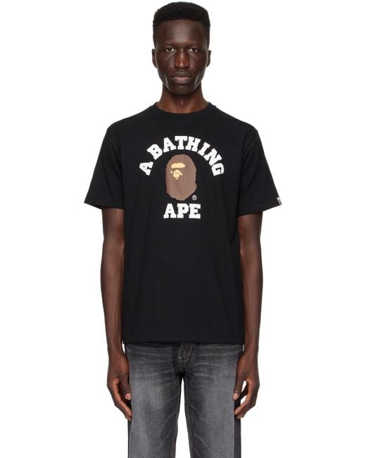 T-shirt noir à logo de style collégial A Bathing Ape pour homme en coloris Black