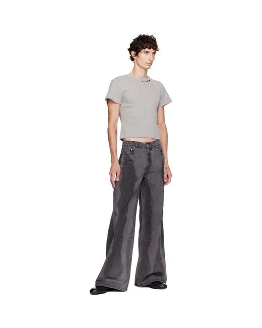 CAMPERLAB Gray Paint Laser Boot Cut Jeans for men