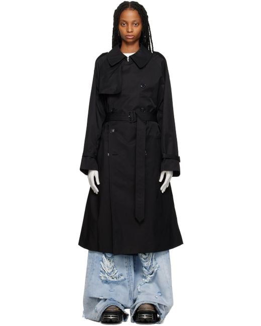Vetements Black Double-breasted Trench Coat