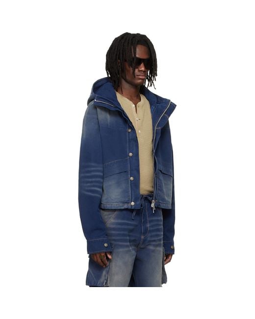 424 Blue Cropped Parka for men