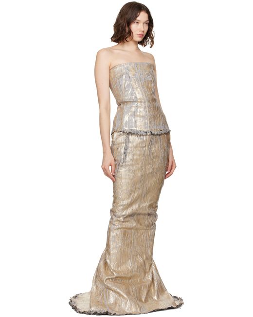 Rick Owens Natural Megacrust Stretch Denim Lido Maxi Skirt