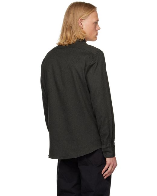 Sunspel Black Gray Patch Pocket Shirt for men
