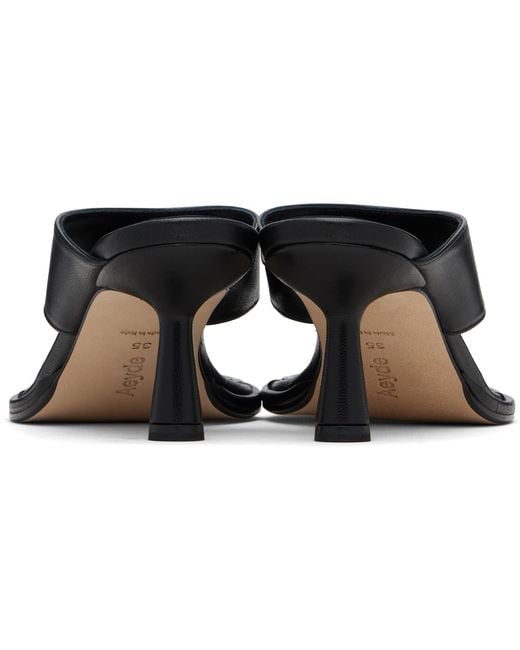 Aeyde Black Olenna Thong Heeled Sandals