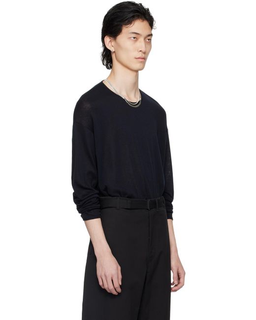 Lemaire Black Scoop Neck Long Sleeve T-shirt for men
