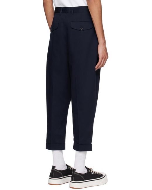 AMI Blue Navy Carrot Trousers for men