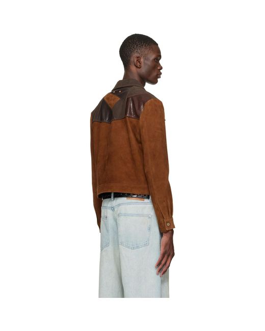 ANDERSSON BELL Black Harvey Patchwork Suede Jacket for men