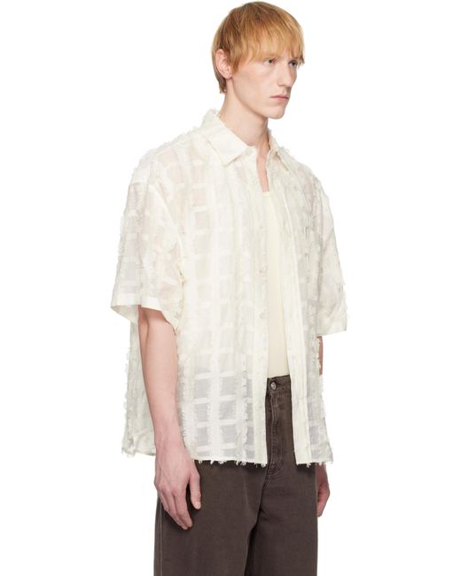 Wooyoungmi White Off- Checked Shirt for men
