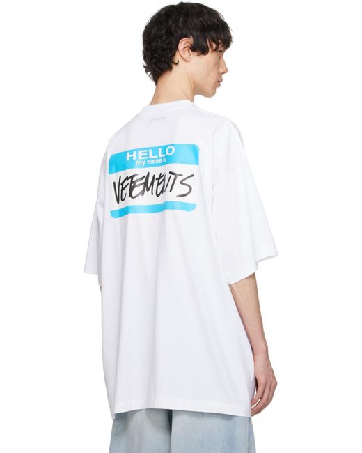 Vetements White 'my Name Is ' T-shirt for men