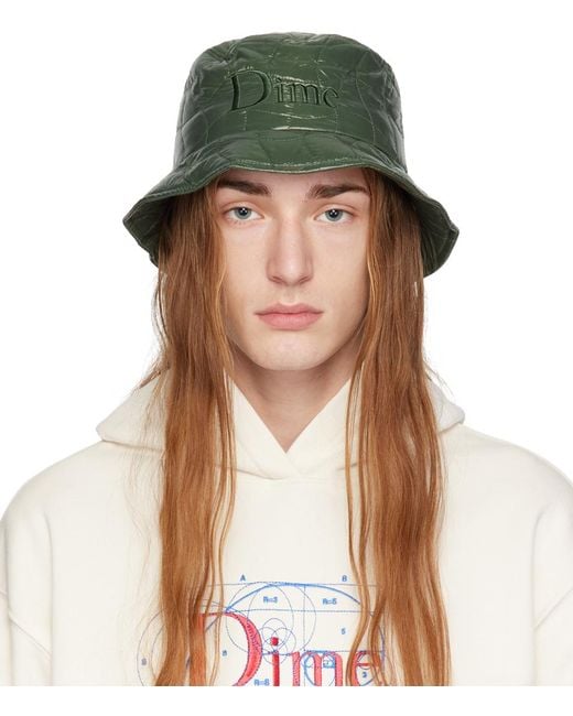 Dime Green Quilted Outline Bucket Hat for men