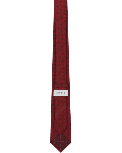 Ferragamo Black Red Silk Tie for men
