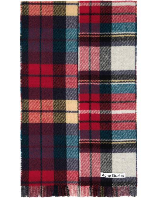Acne Red & Blue Mixed Check Scarf