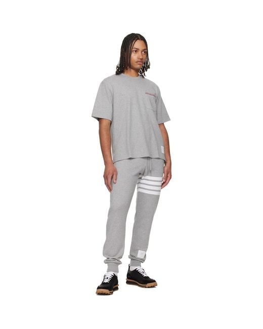 Thom Browne Gray Milano Cotton Oversized Pocket T-Shirt for men